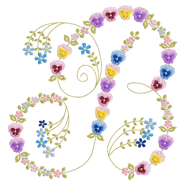 French Script Pansy Monogram -5