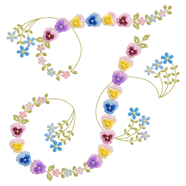 French Script Pansy Monogram -9