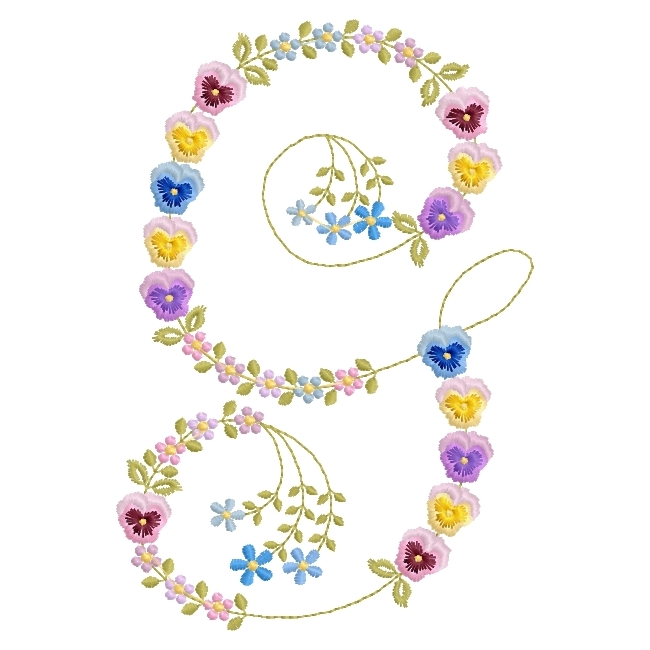 French Script Pansy Monogram -10