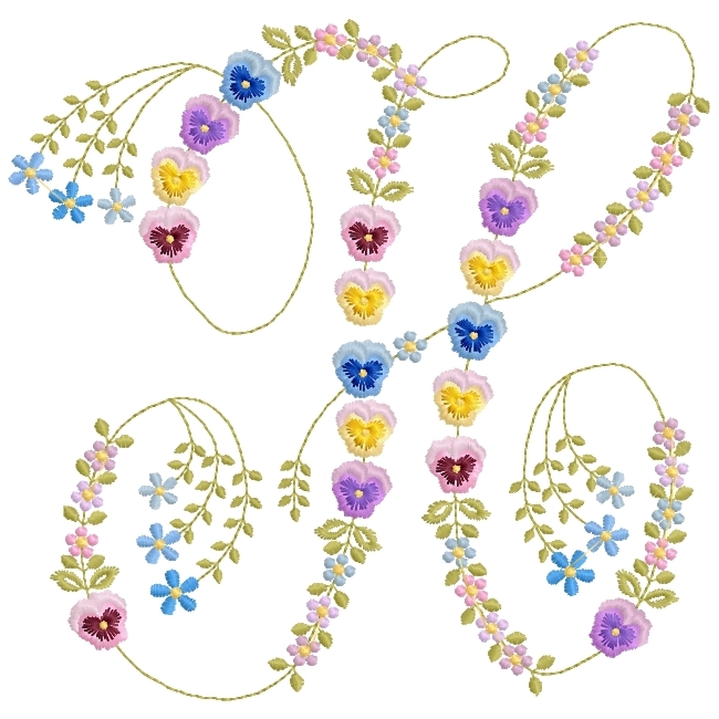 French Script Pansy Monogram -11