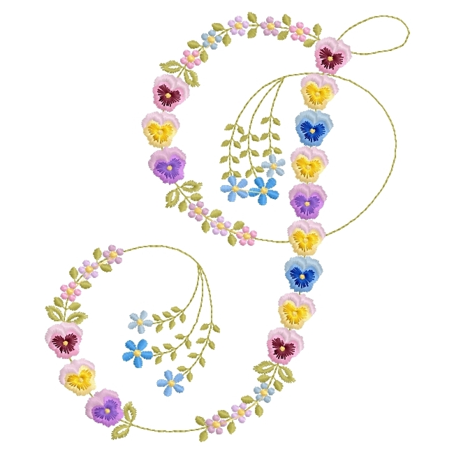 French Script Pansy Monogram -12