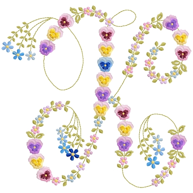 French Script Pansy Monogram -14