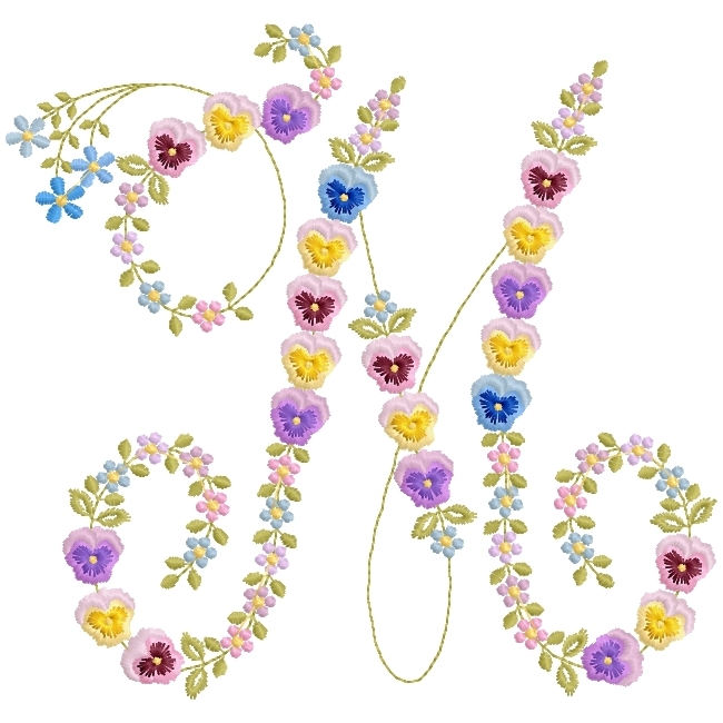 French Script Pansy Monogram -16