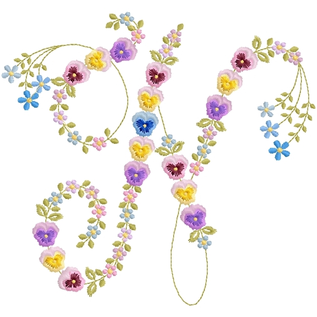 French Script Pansy Monogram -17