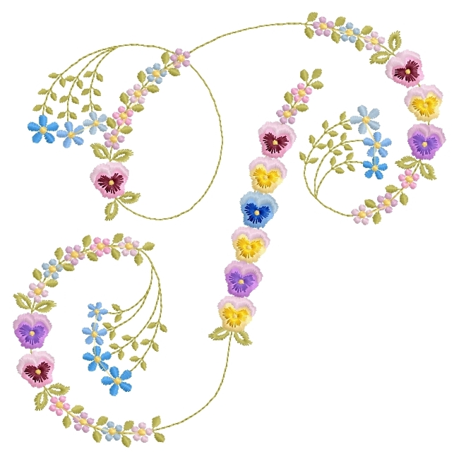 French Script Pansy Monogram -19