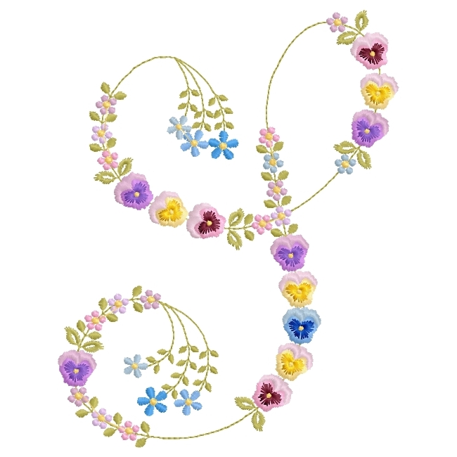 French Script Pansy Monogram -22