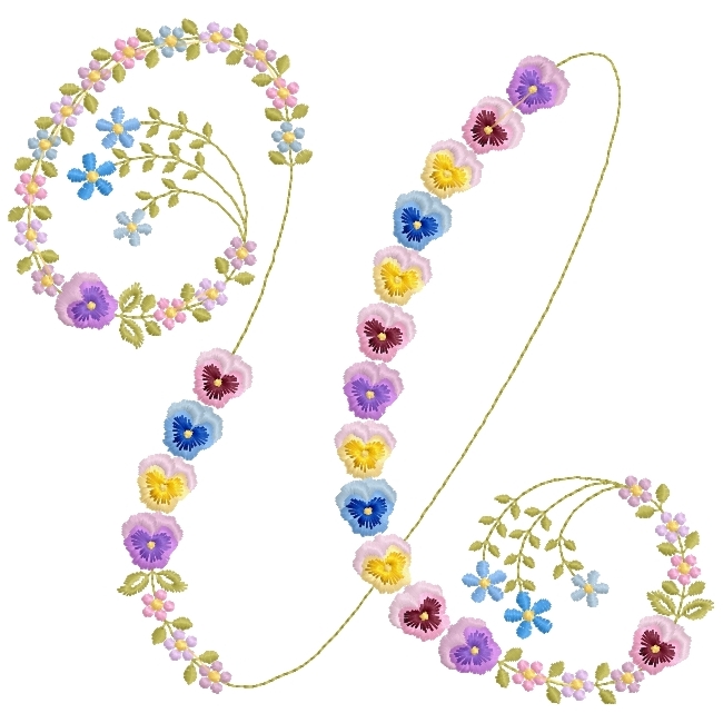 French Script Pansy Monogram -24