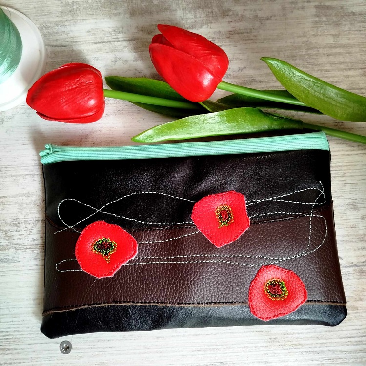 ITH Poppy Applique Pencil Case