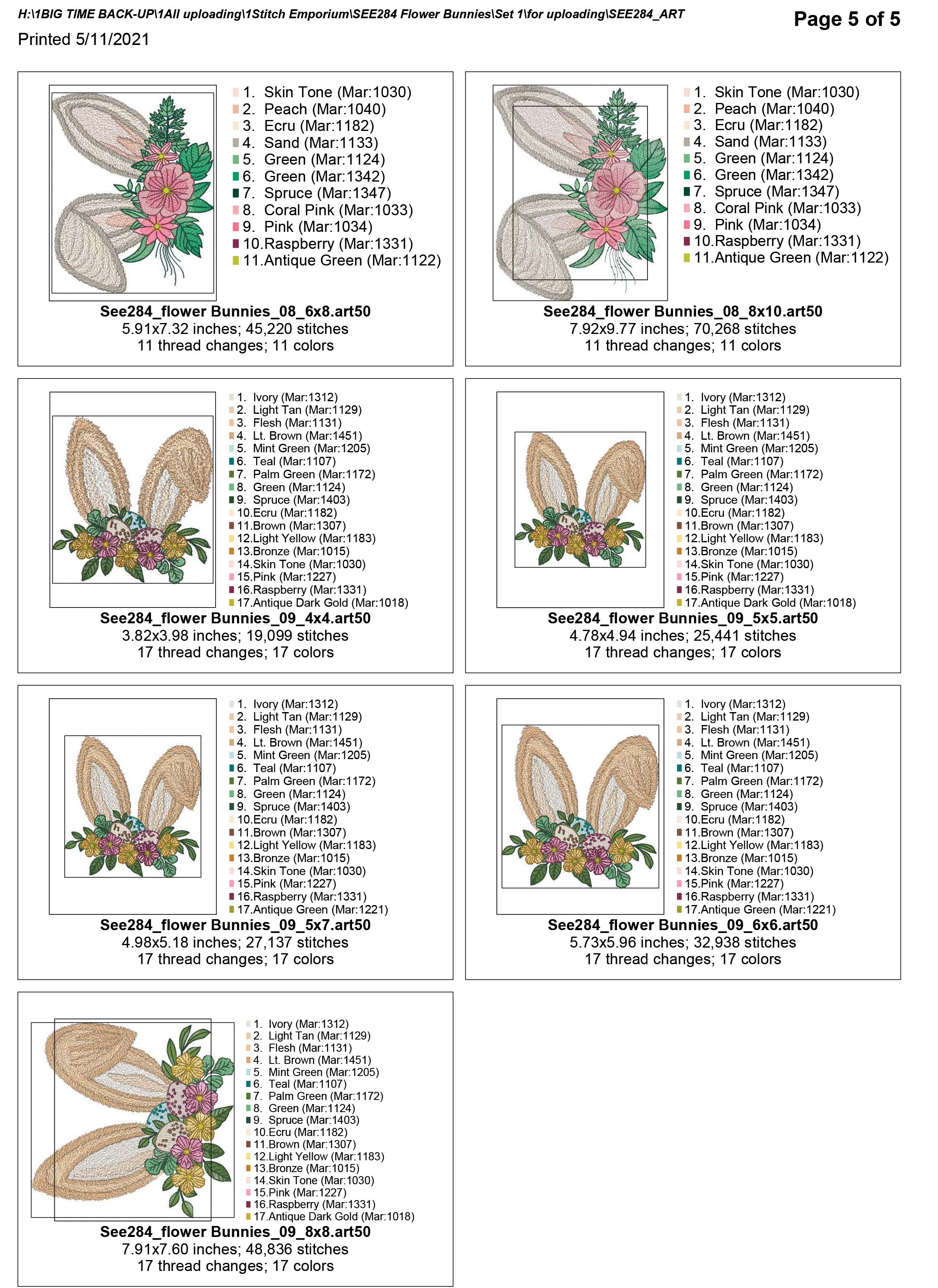 Flower Bunnies Set 1-16