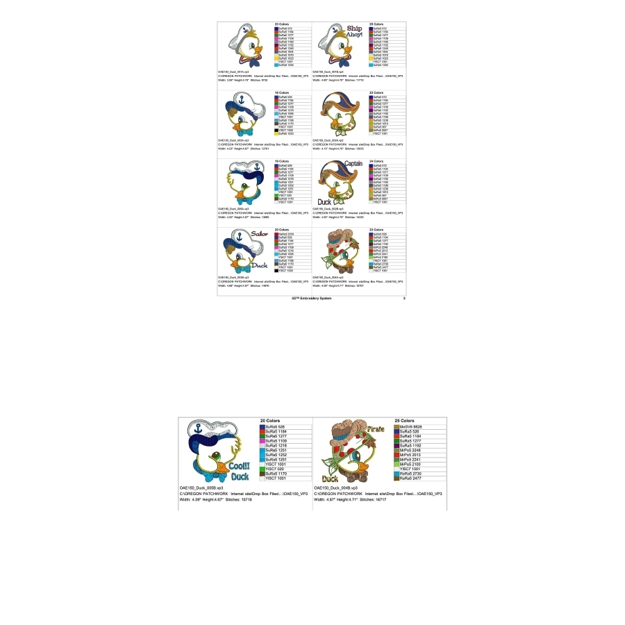 Stitch Counts, dimensions and file information  