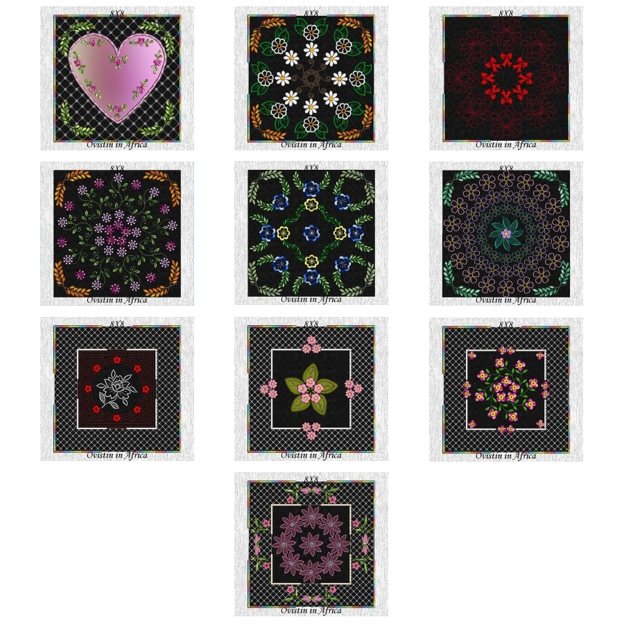 Blossoms in Frames Quilt Blocks 