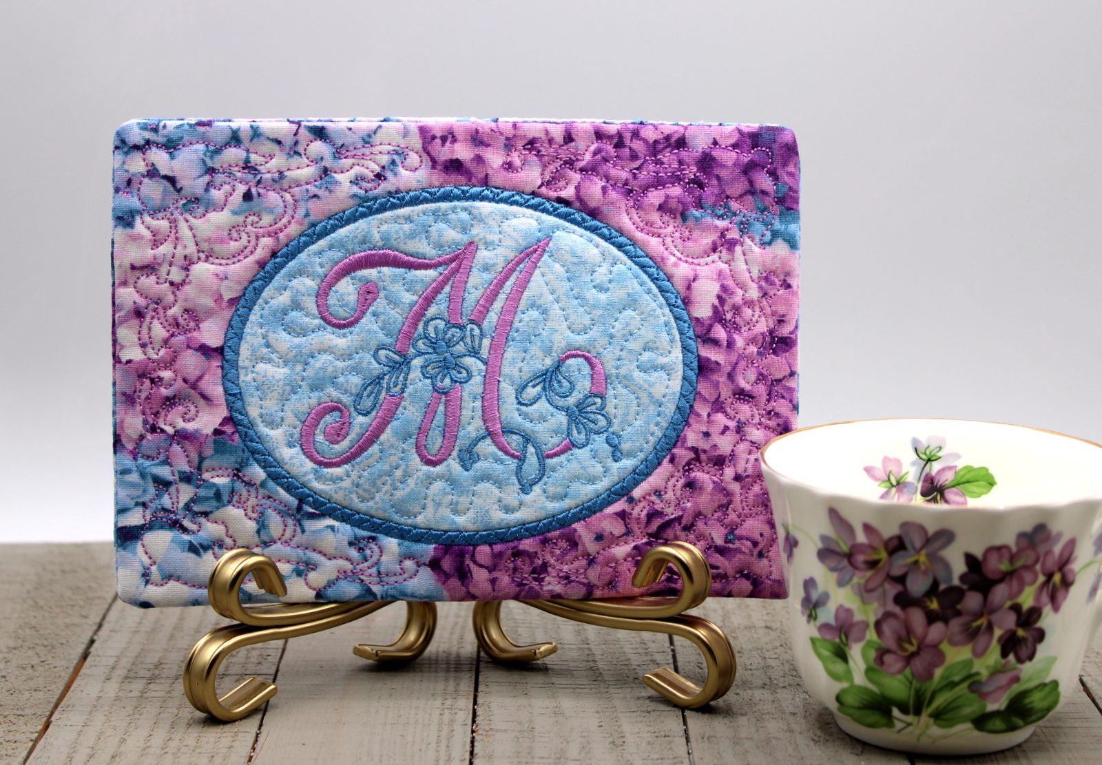 Monogram Mug Rug 2-3