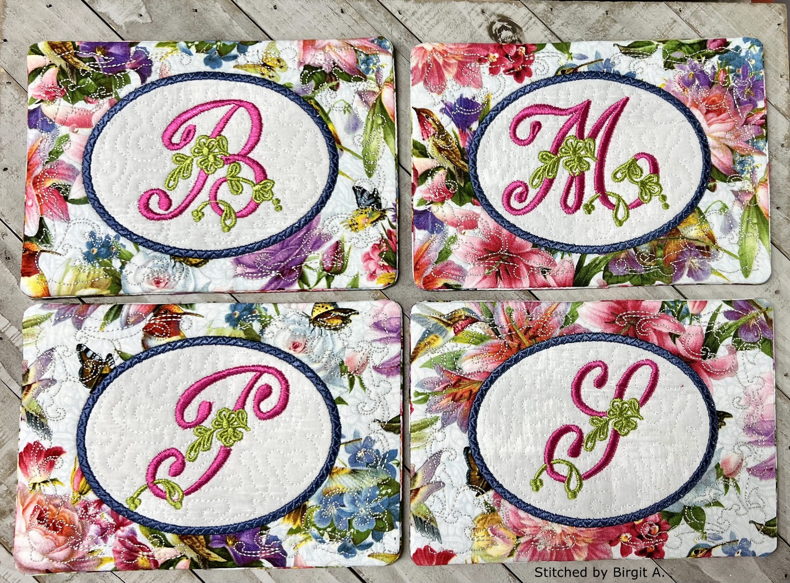 Monogram Mug Rug 2-4