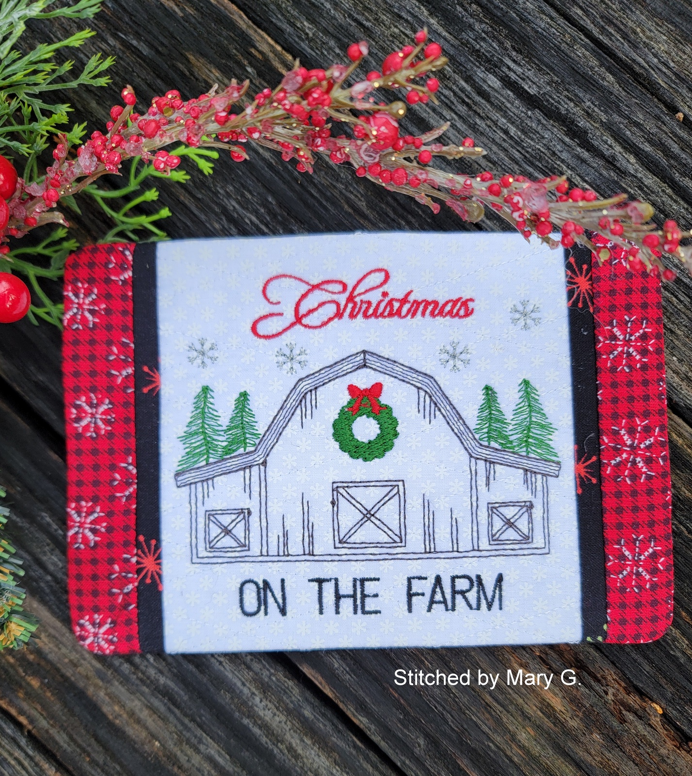 Sketch Christmas on the Farm Mug Rug (5x7)-4