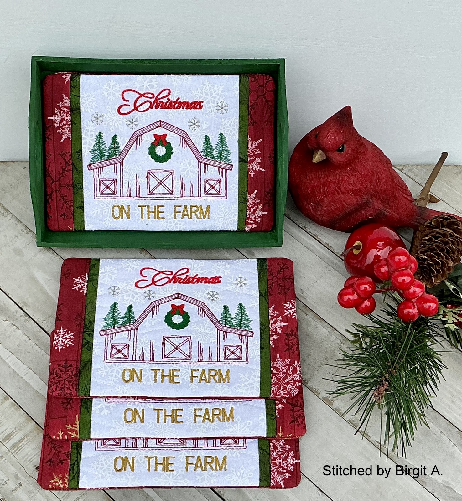 Sketch Christmas on the Farm Mug Rug (5x7)-5