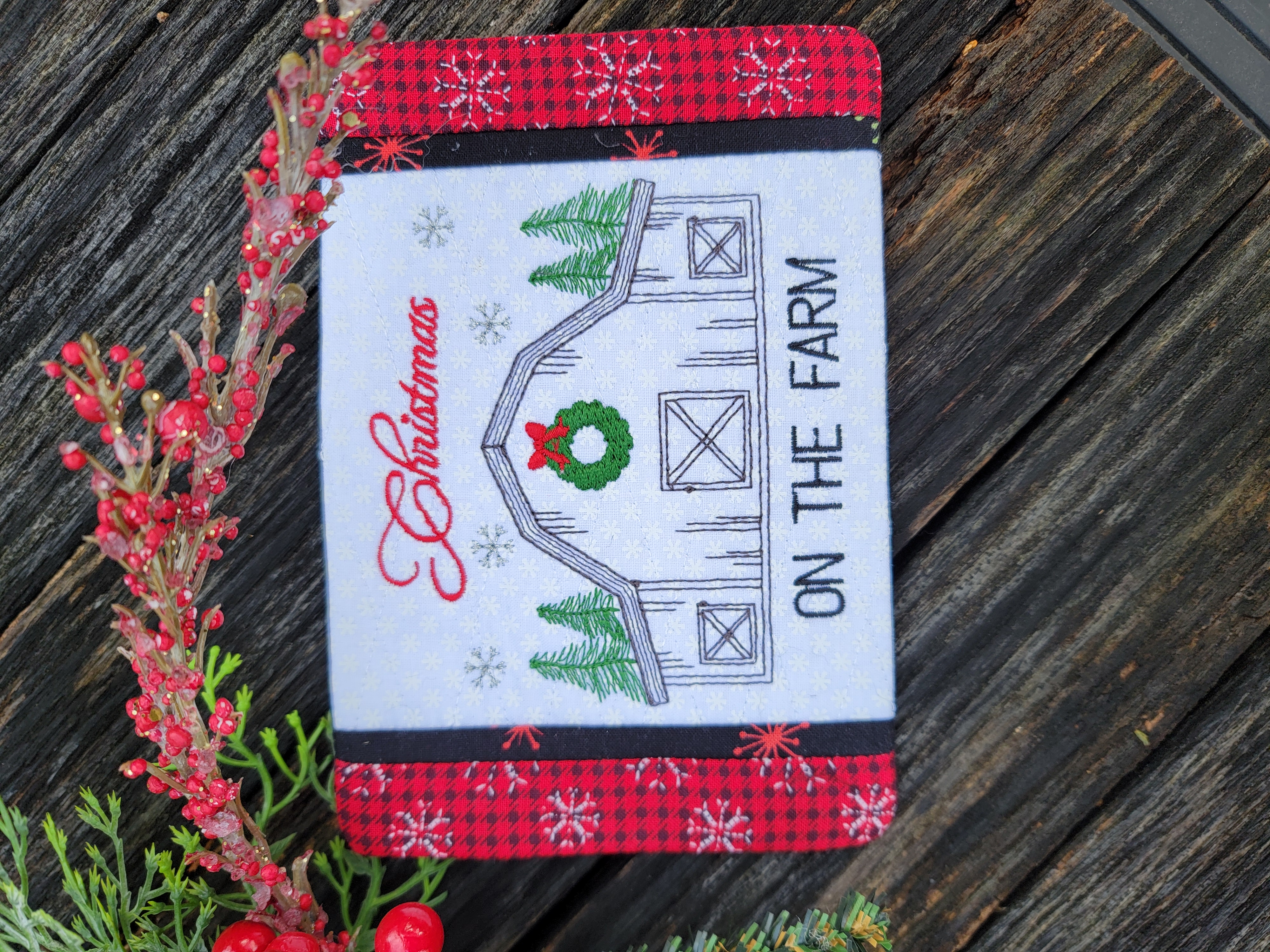 Sketch Christmas on the Farm Mug Rug (5x7)-6