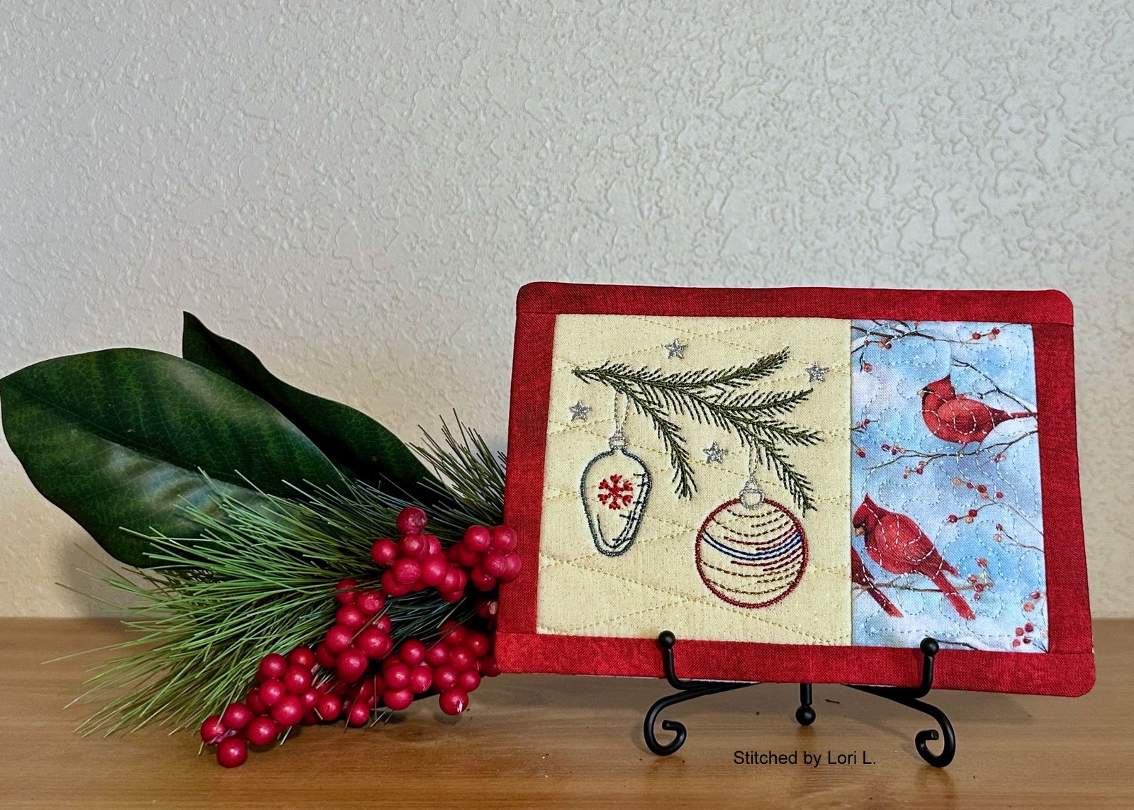 Sketch Pine Branch Mug Rug (5x7)-7