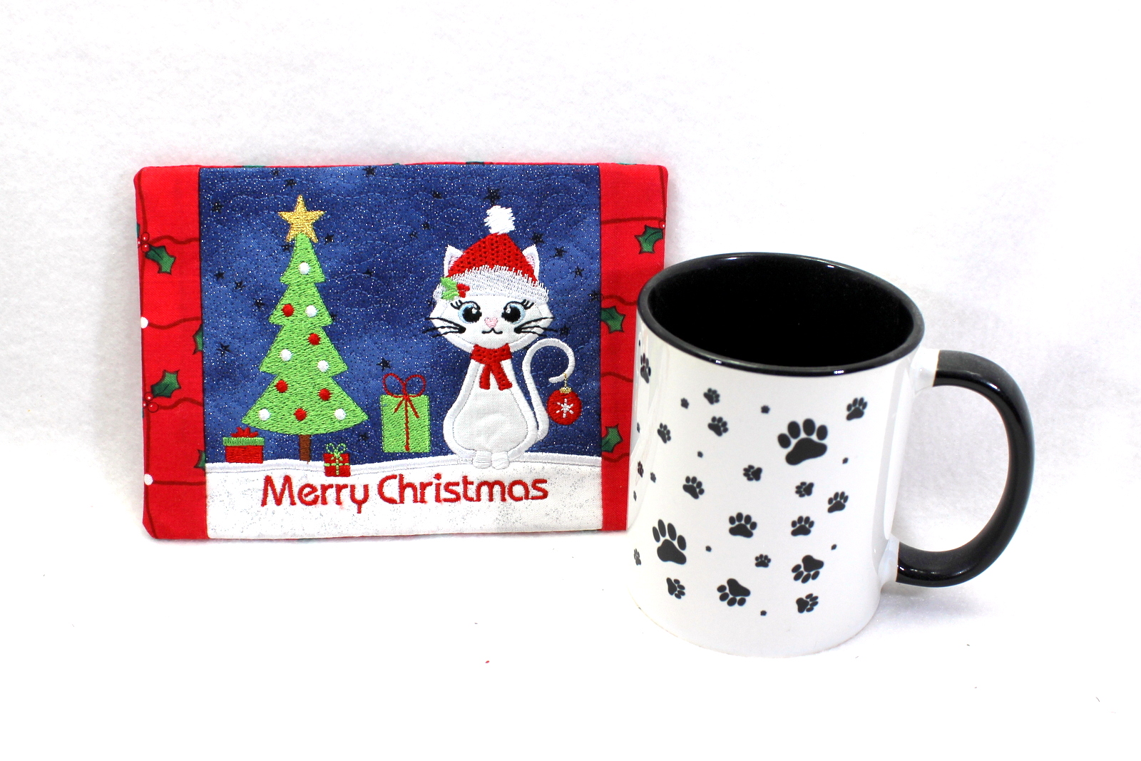 Cat Christmas Mug Rug-3