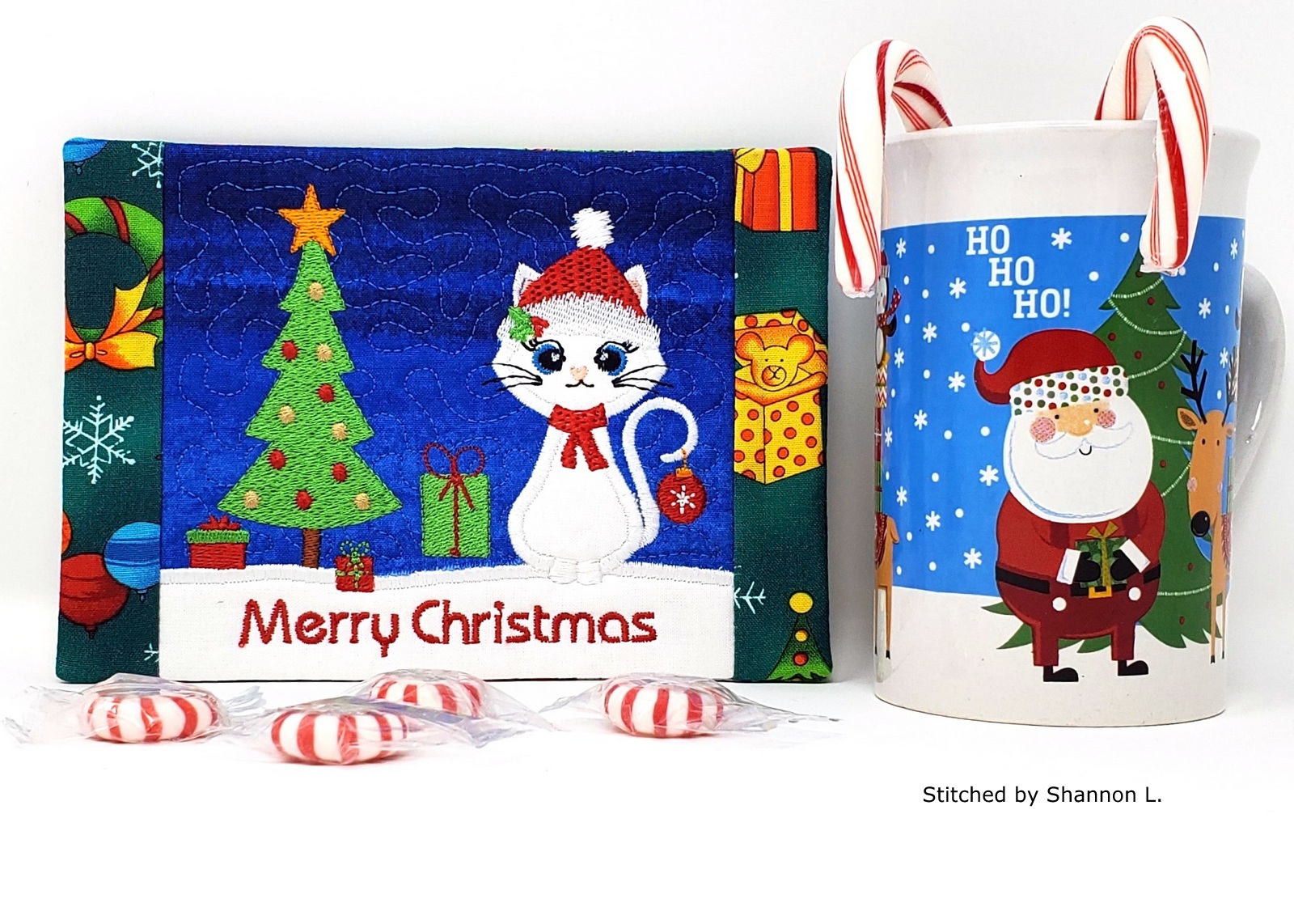 Cat Christmas Mug Rug-4