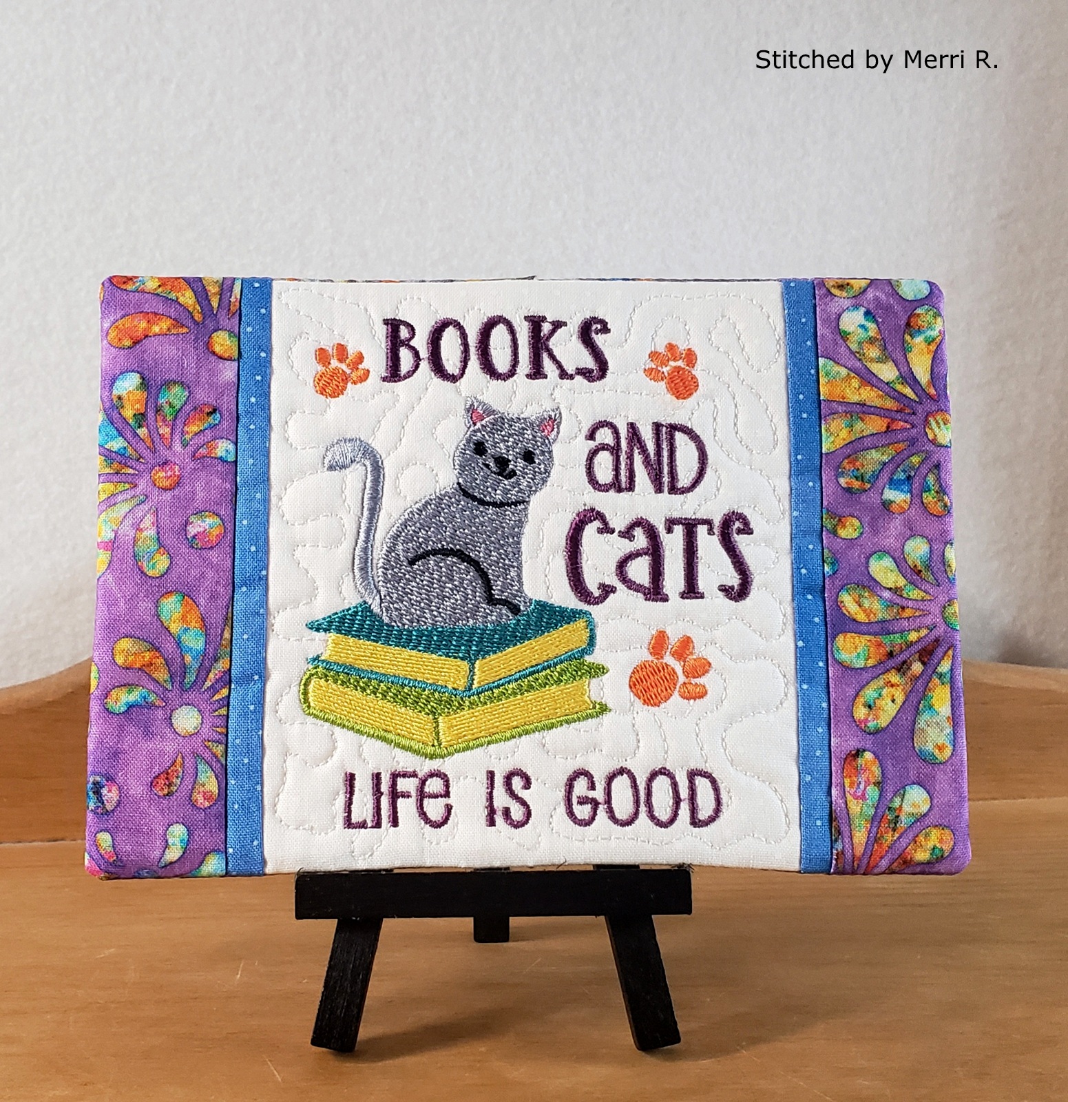 Books and Cats Mug Rug-8