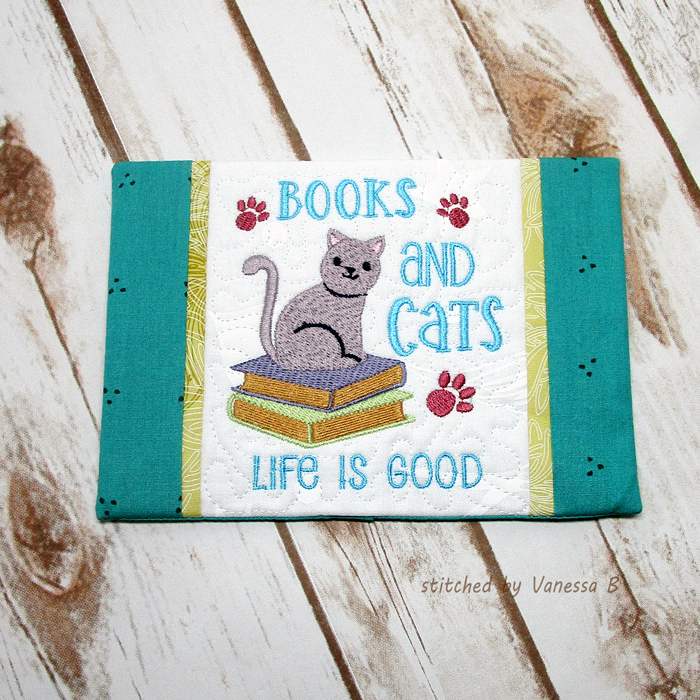 Books and Cats Mug Rug-10