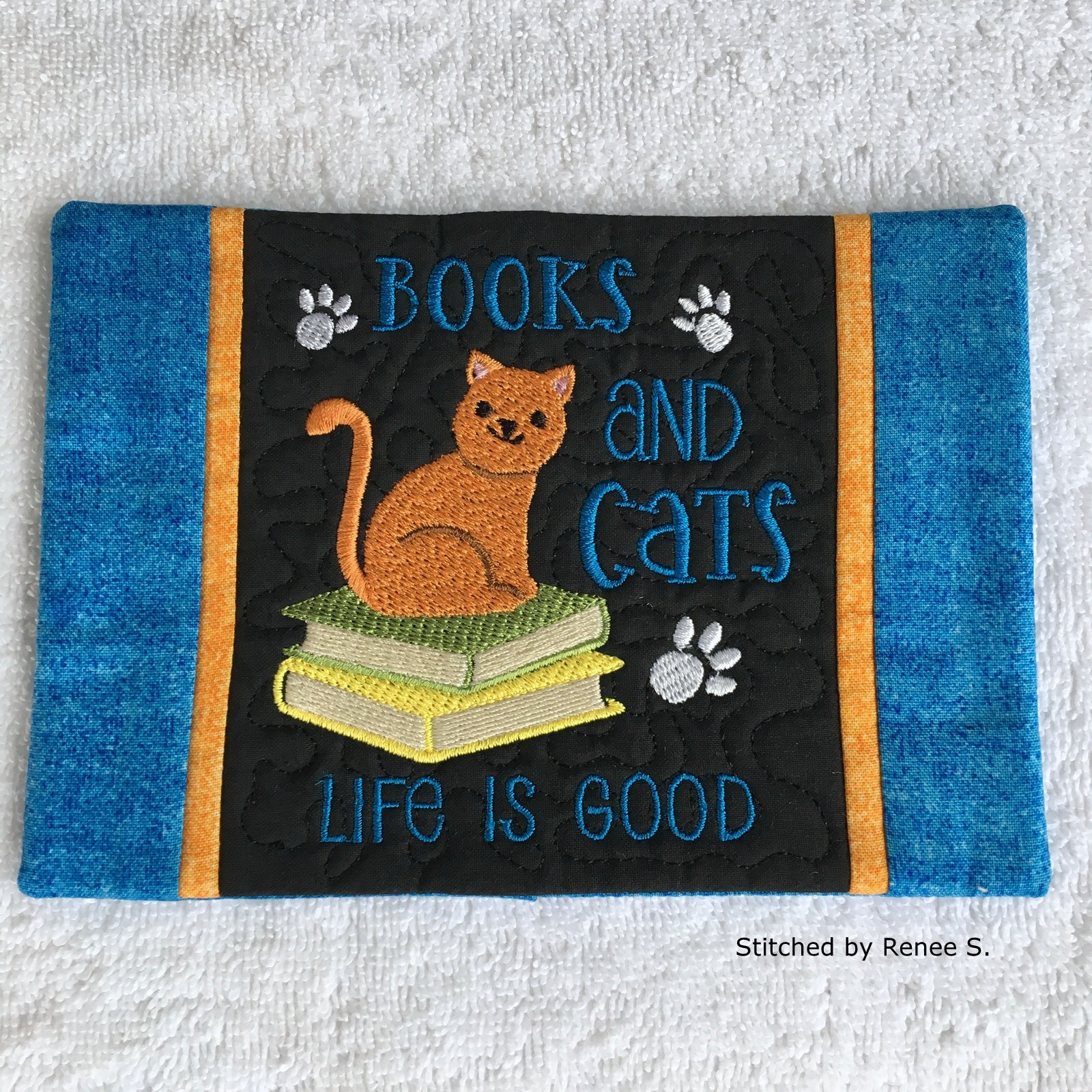 Books and Cats Mug Rug-11