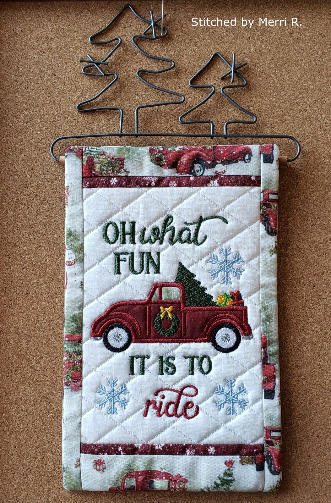 Christmas Truck Mini Quilt (6x10)-4