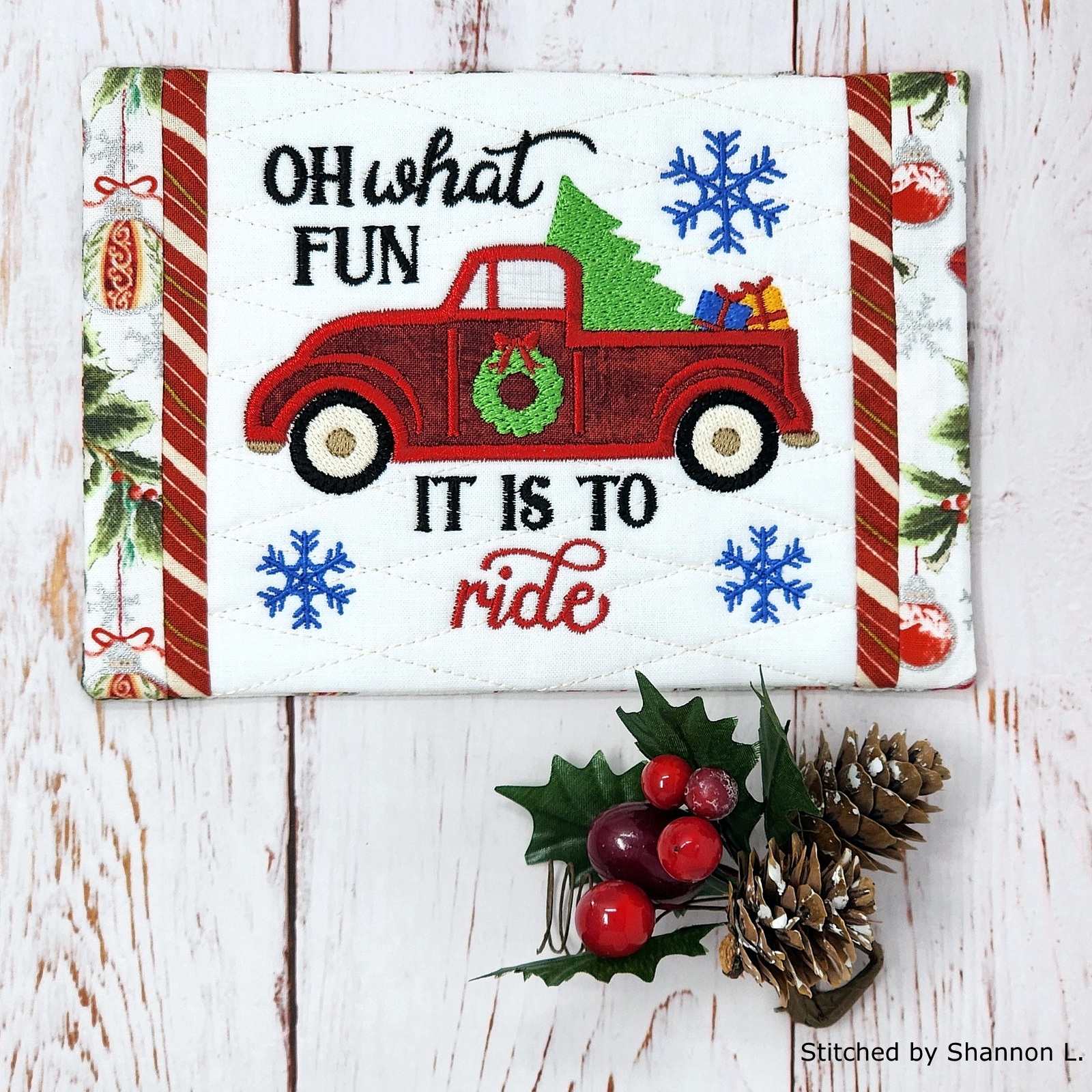 Christmas Truck Mug Rug (5x7)-5