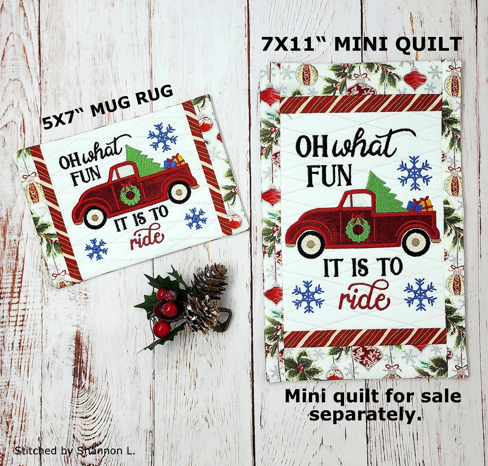 Christmas Truck Mug Rug (5x7)-9