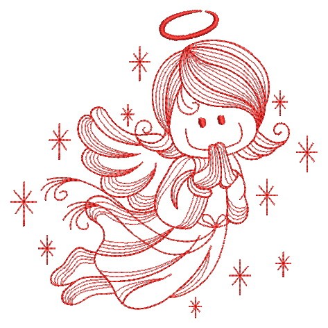 Redwork Cute Angels-6