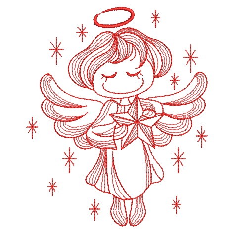 Redwork Cute Angels-7