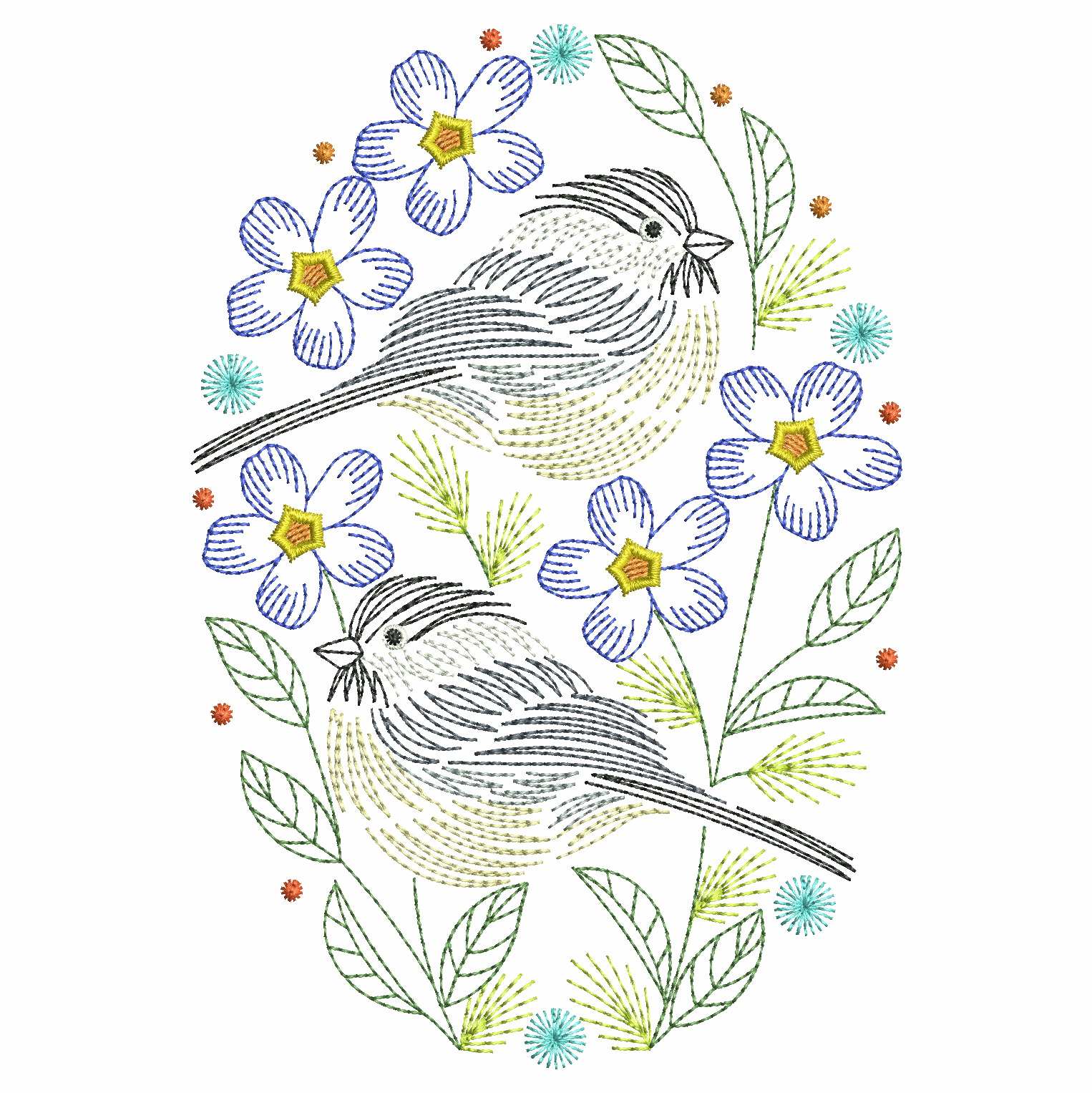 Vintage Birds In Flowers-8