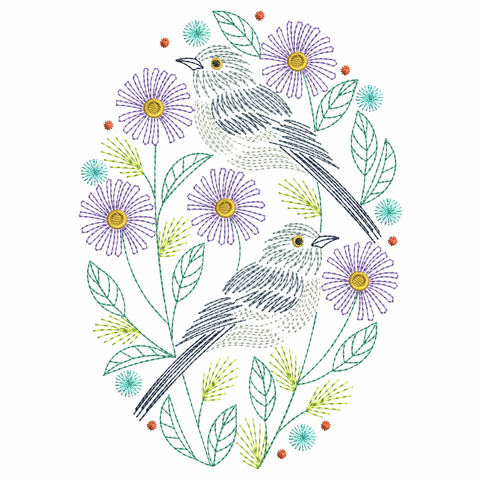 Vintage Birds In Flowers-11