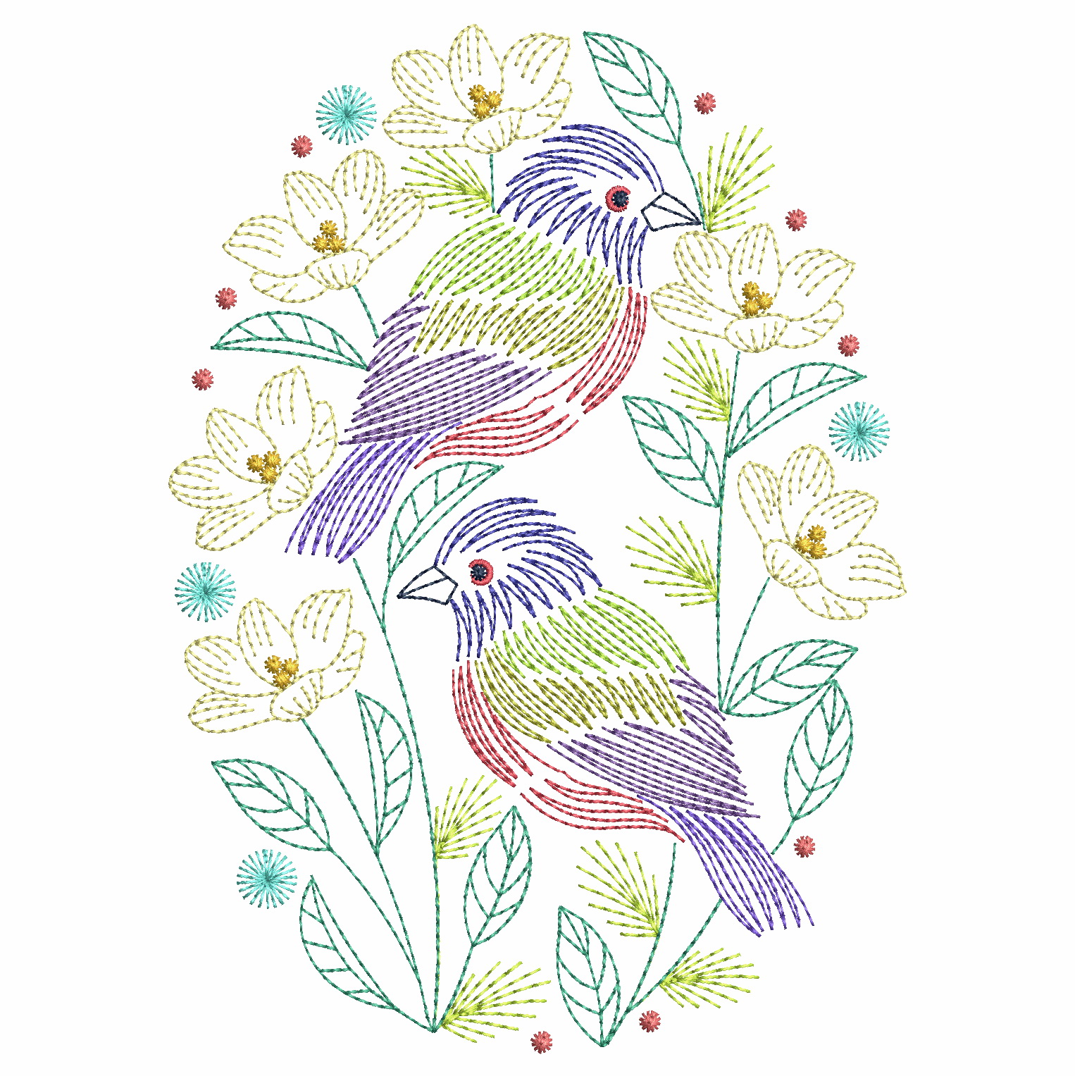 Vintage Birds In Flowers-12