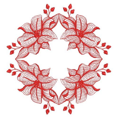 Redwork Rippled Flowers 2-3