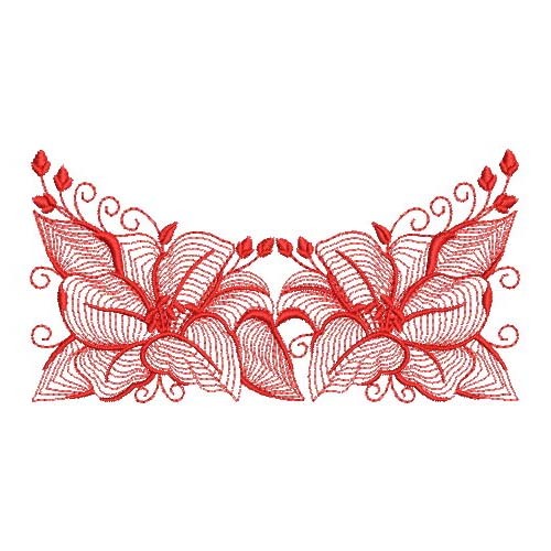 Redwork Rippled Flowers 2-5