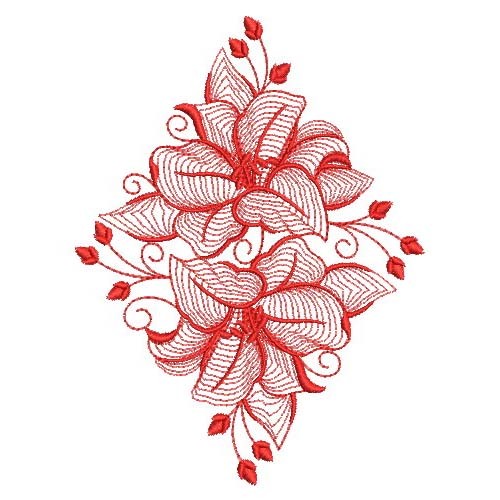 Redwork Rippled Flowers 2-10