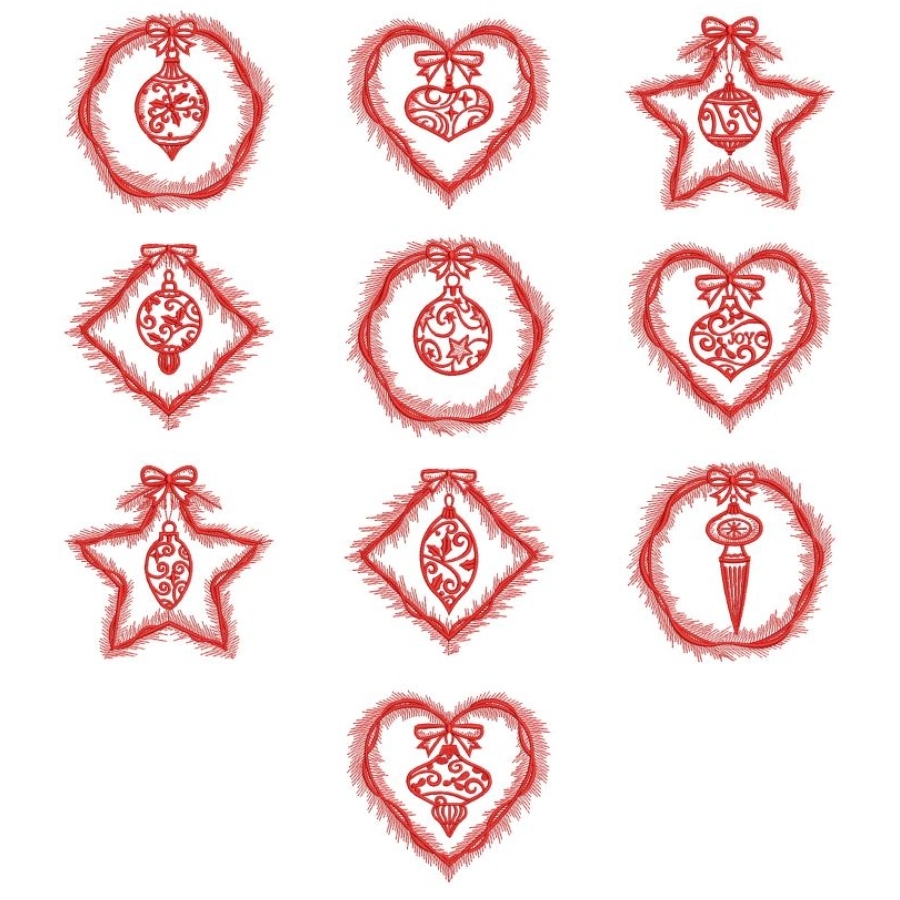 Redwork Christmas Ornaments 