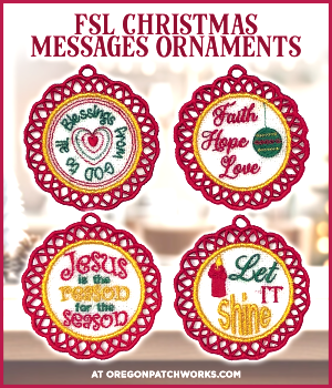 Embroidery Playground FSL Christmas Messages Ornaments