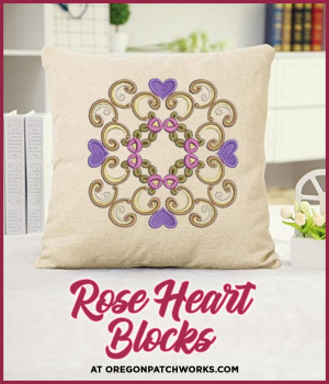 Sweet Heirloom Embroidery Rose Heart Blocks